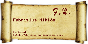 Fabritius Miklós névjegykártya
